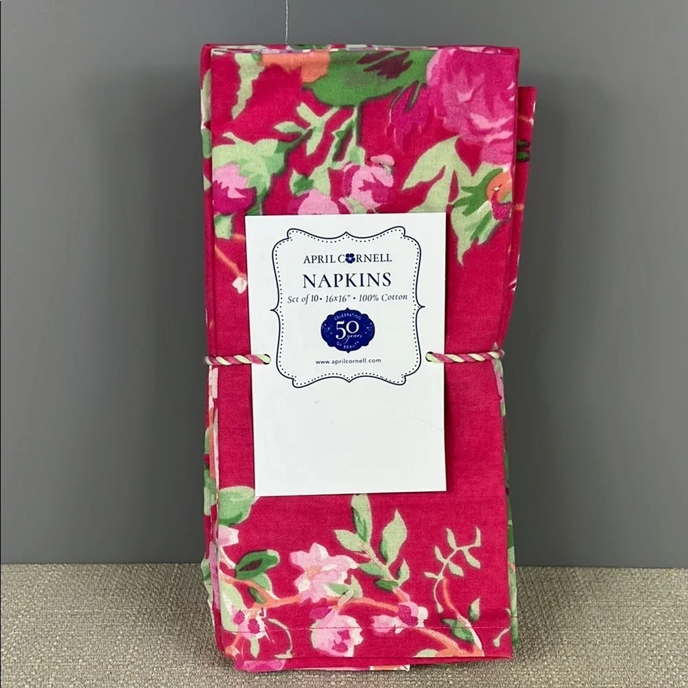 April Cornell Napkins Cottage Rose Pink Floral Cotton 16